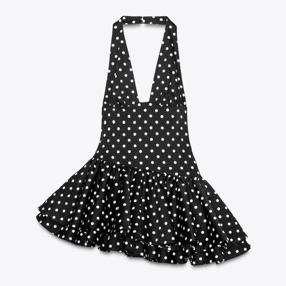 ZARA POLKA DOT RUFFLED JUMPSUIT DRESS - Picture 2 of 4